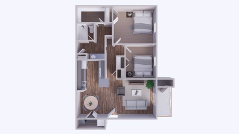 Floor plan for 2 beds, 1 bath, 870 sqft